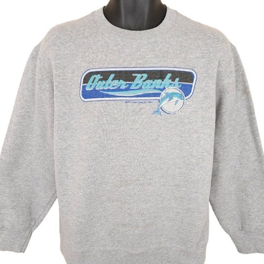 Vintage Outer Banks Sweatshirt Mens Size Medium Gray Y2K Dolphin Destination